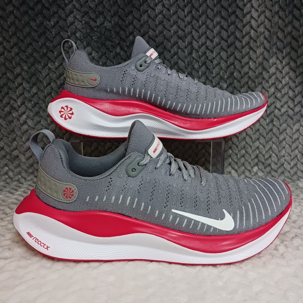 Nike ReactX Infinity Run 4 TB Cool Grey University Red Men's Running Shoes Sz 10